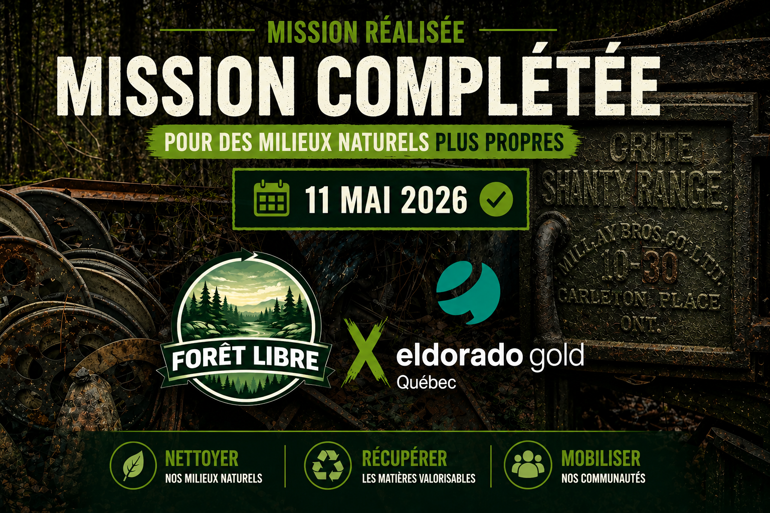 Mission de nettoyage communautaire avec Eldorado Gold Québec
